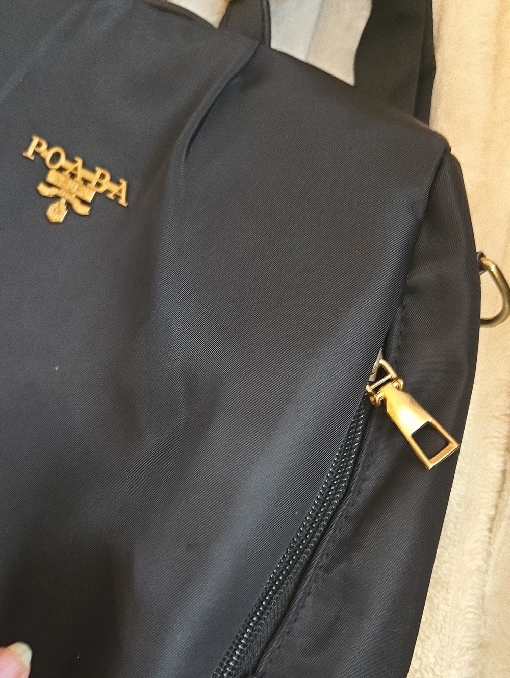 Black Nylon Backpack Bag with Gold Accents Safe And Stylish Travel - Picture 8 of 9